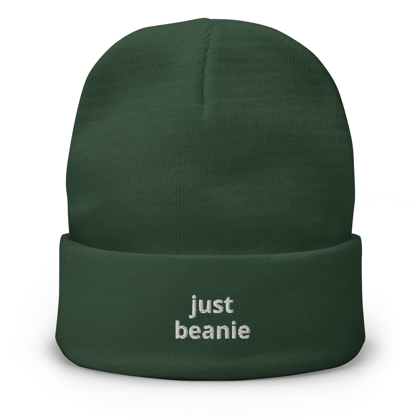 Embroidered JUST Beanie-dark green