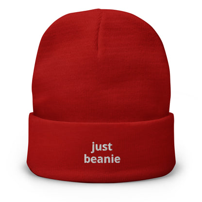 Embroidered JUST Beanie-red