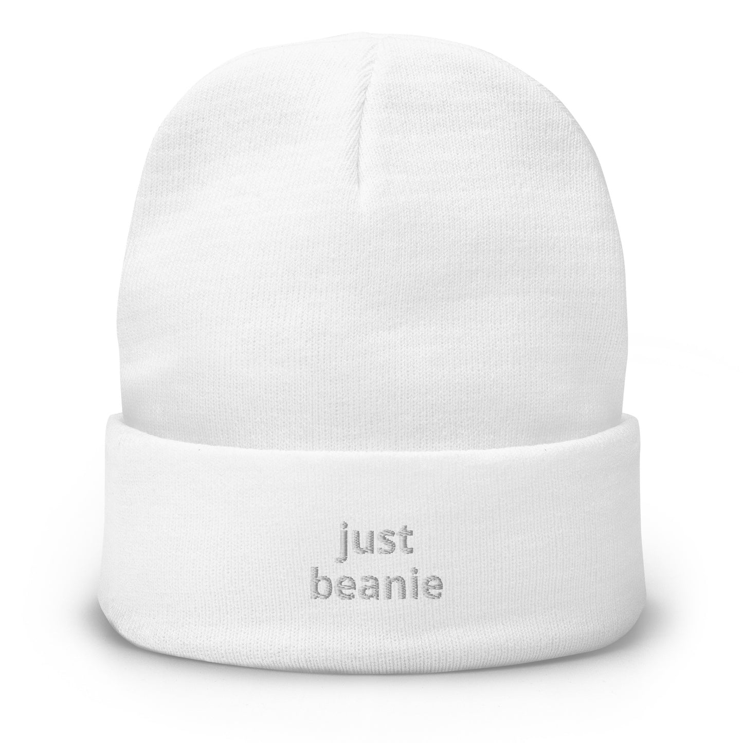 Embroidered JUST Beanie-white