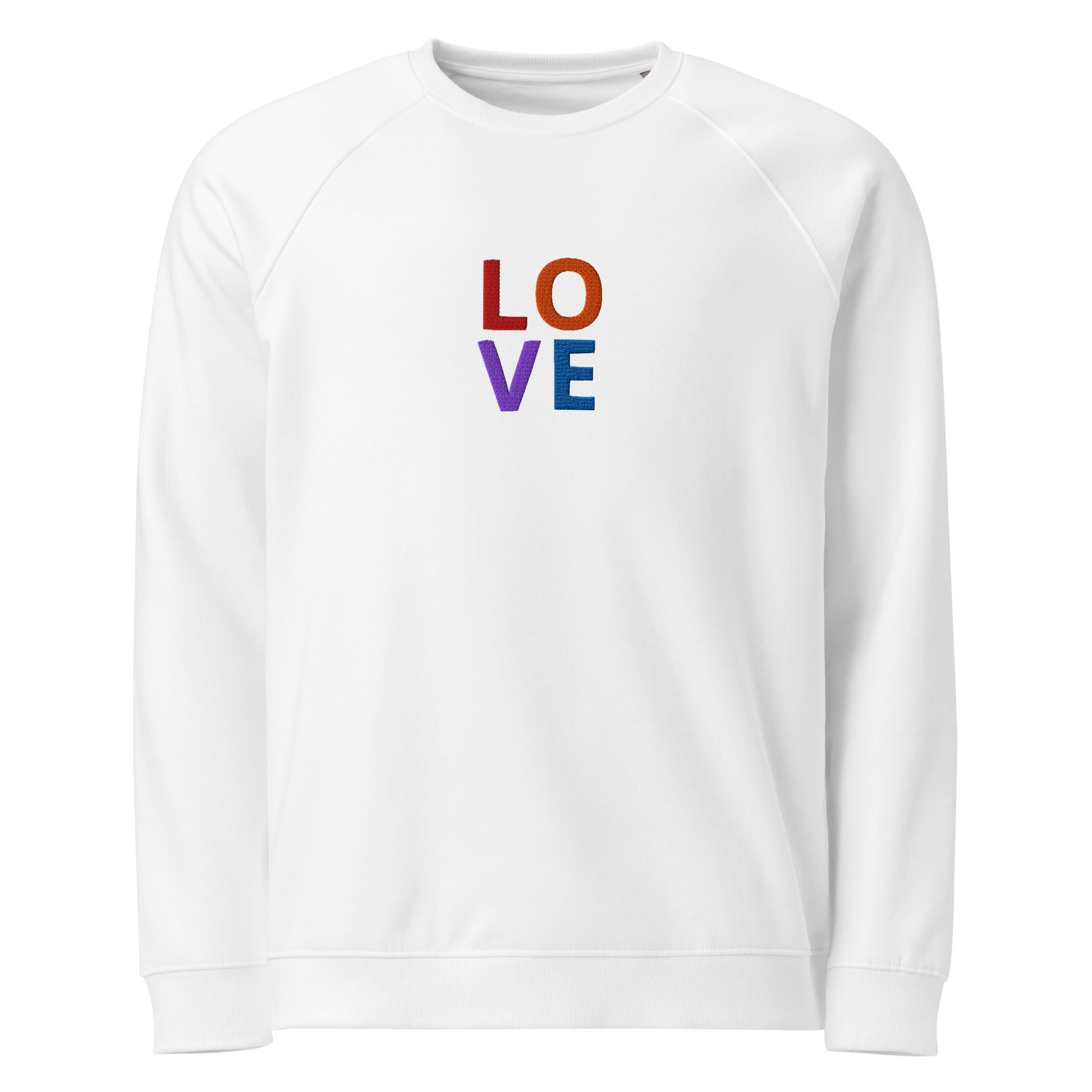 Unisex organic raglan sweatshirt LOVE-white