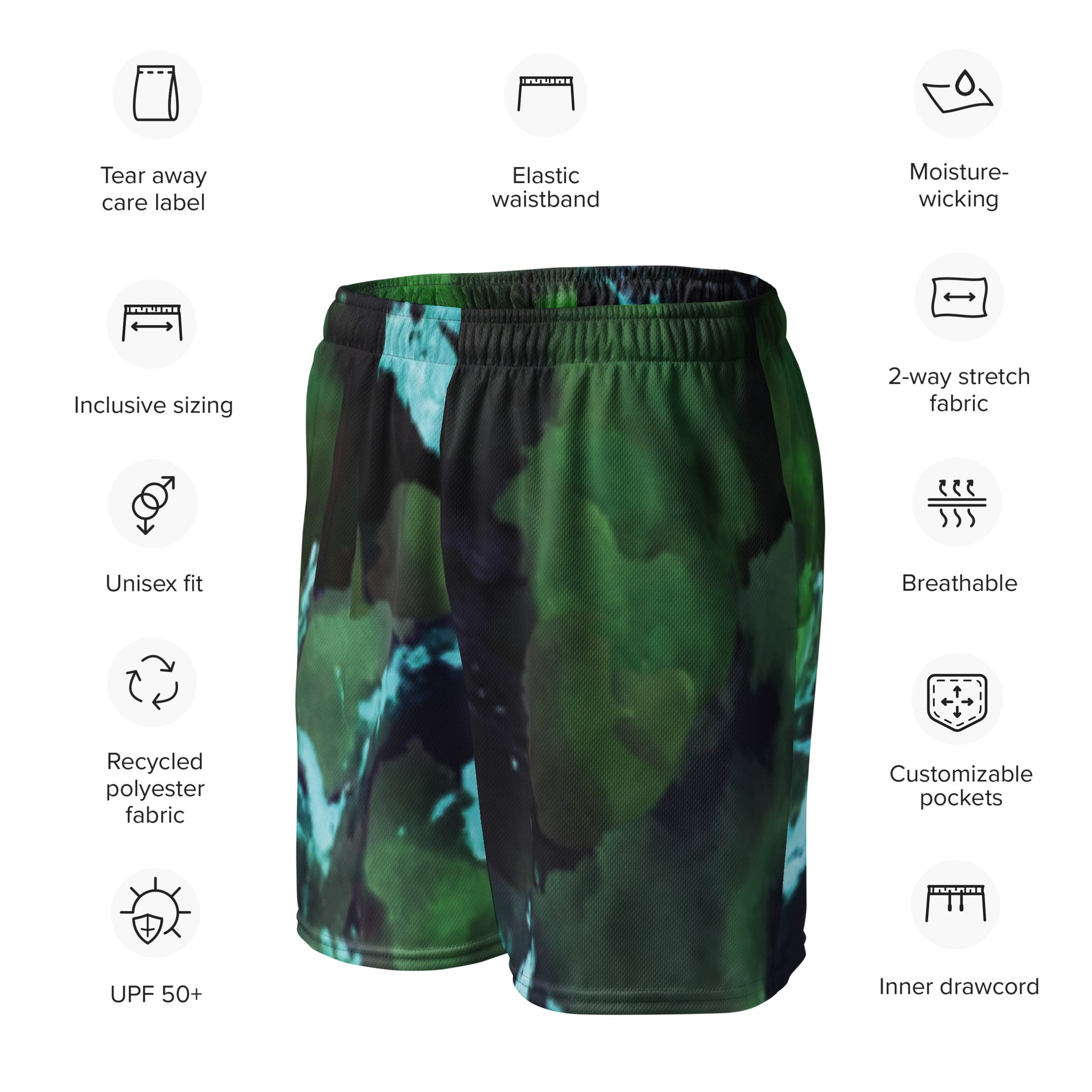 all-over-print-recycled-unisex-mesh-shorts-green-left-front